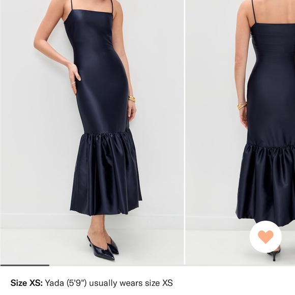 Caroline Constas Navy Satin Midi Dress - Picture 2 of 3